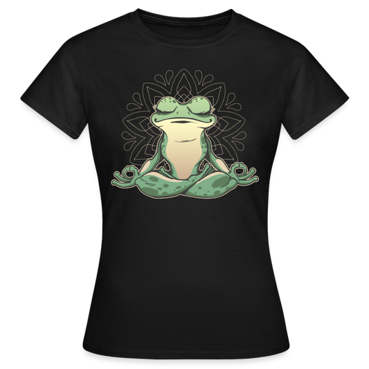 Frauen T-Shirt "Yoga Frosch" - Schwarz