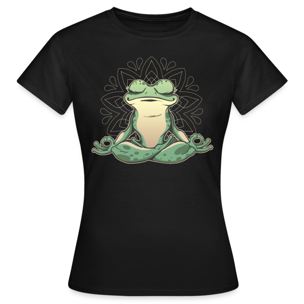 Frauen T-Shirt "Yoga Frosch" - Schwarz