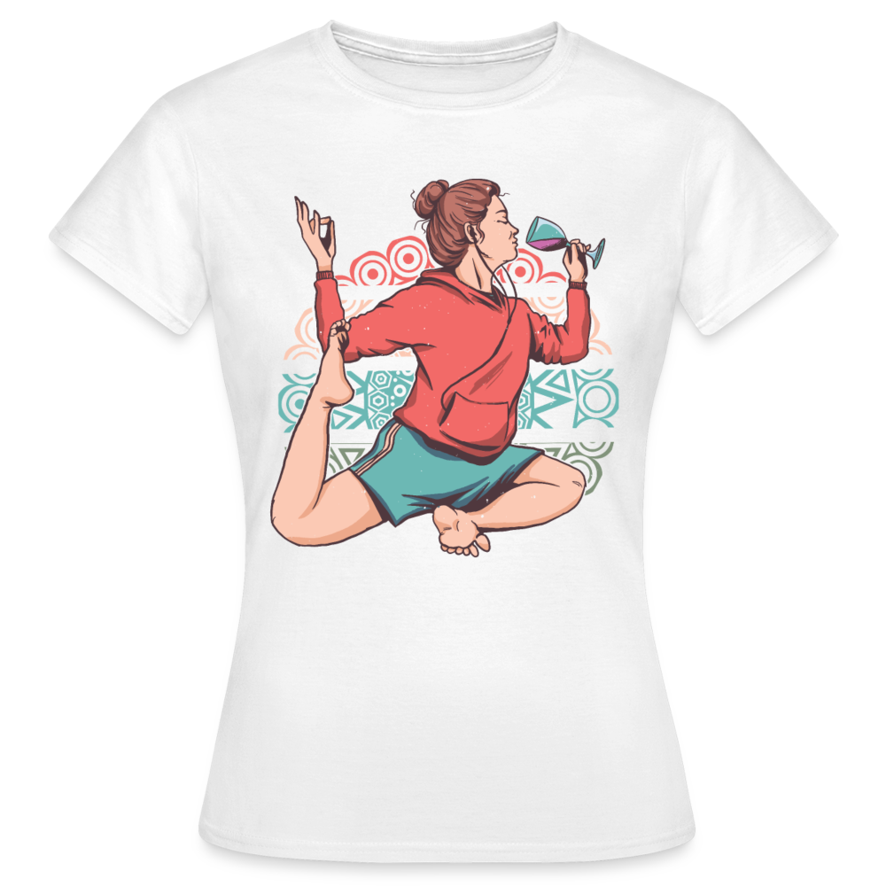 Frauen T-Shirt "Yoga-Wein-Motiv" - weiß