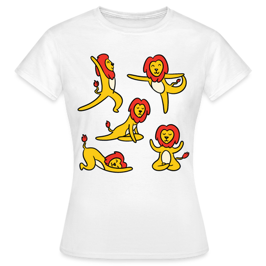 Frauen T-Shirt "Löwe macht Yoga" - weiß