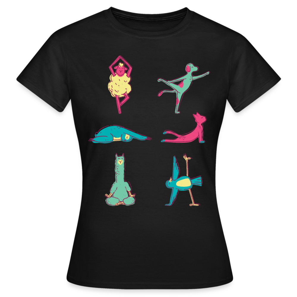 Frauen T-Shirt "Yoga-Tiere" - Schwarz