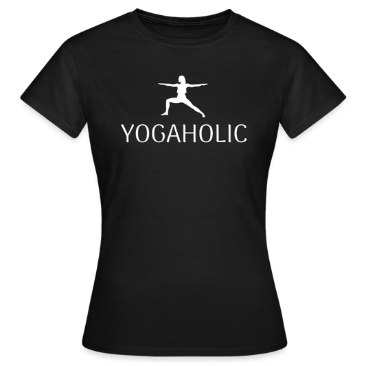 Frauen Organic T-Shirt "Yogaholic" - Schwarz