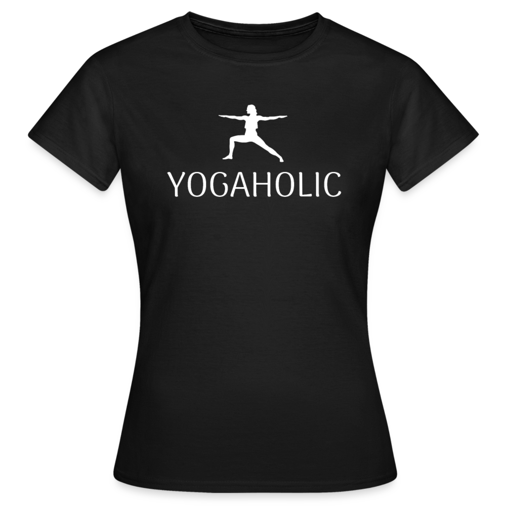 Frauen Organic T-Shirt "Yogaholic" - Schwarz