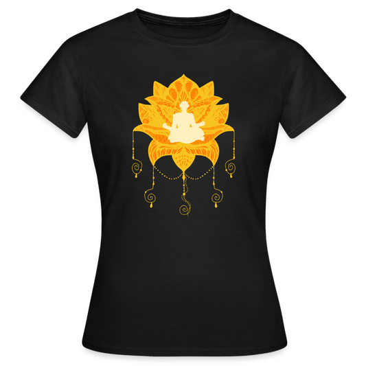 Frauen T-Shirt "Yoga-Lotusblume" - Schwarz