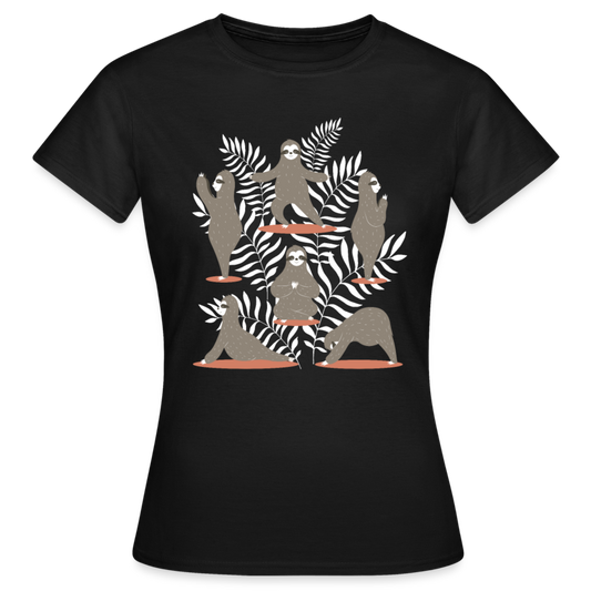 Frauen T-Shirt "Yoga Faultiere" - Schwarz