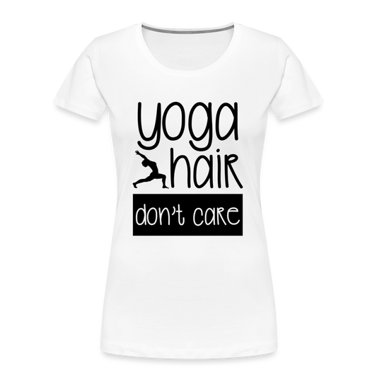 Frauen Premium Bio T-Shirt "Yoga hair don't care" - weiß