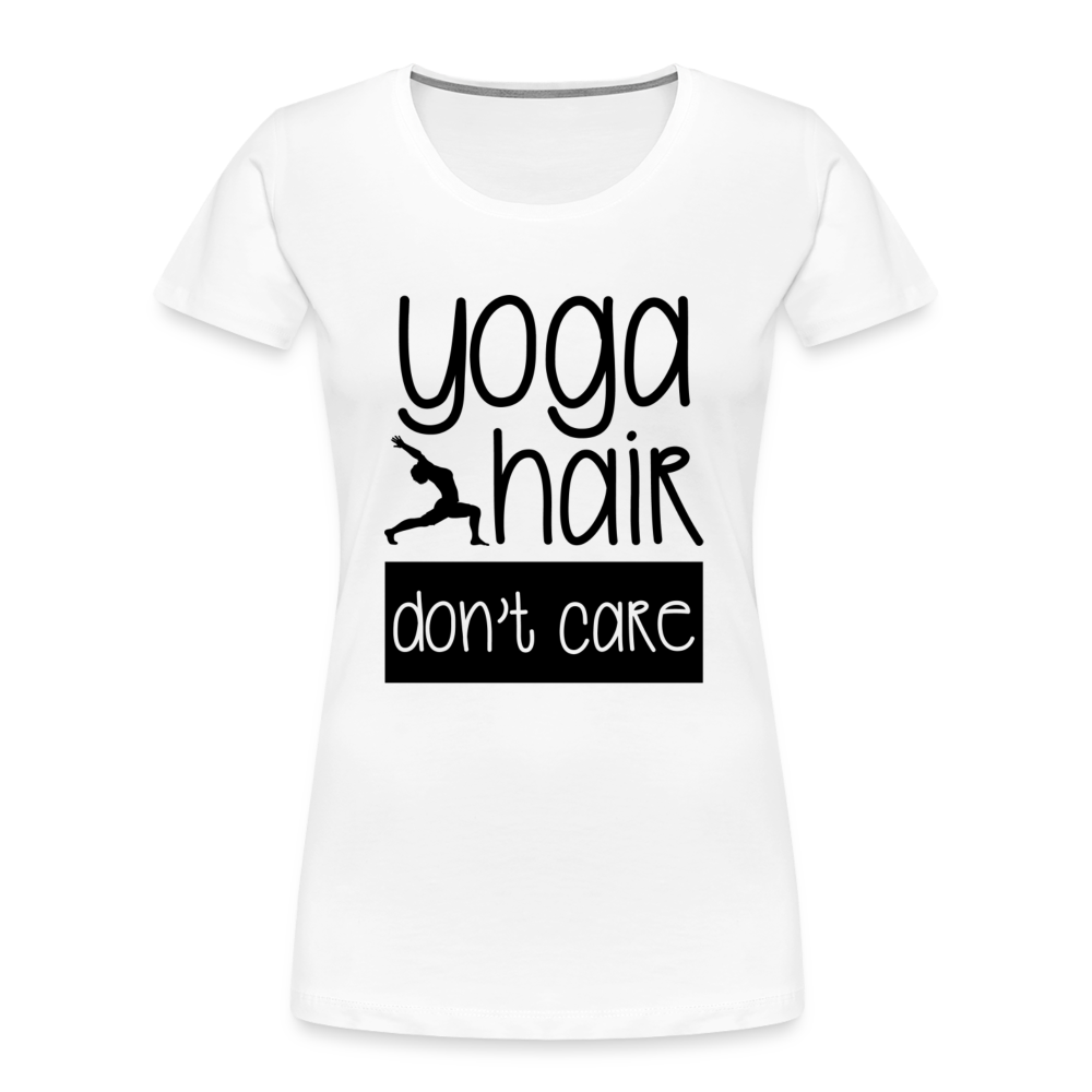 Frauen Premium Bio T-Shirt "Yoga hair don't care" - weiß