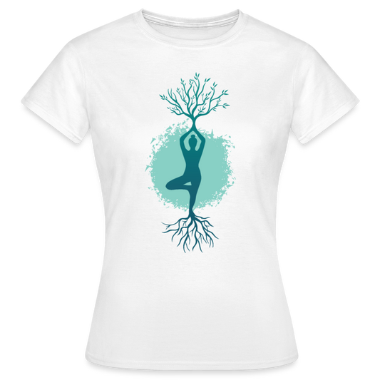 Frauen T-Shirt mit Yoga-Natur-Motiv - weiß