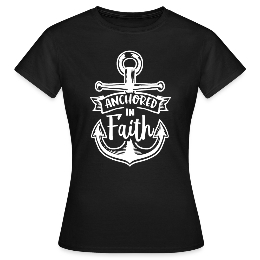 Frauen T-Shirt "Anchored in Faith" - Schwarz