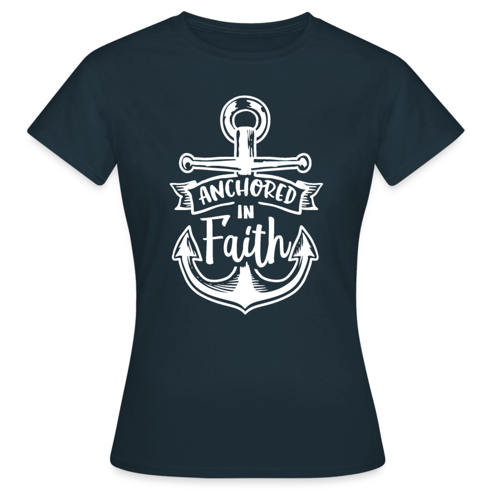 Frauen T-Shirt "Anchored in Faith" - Navy