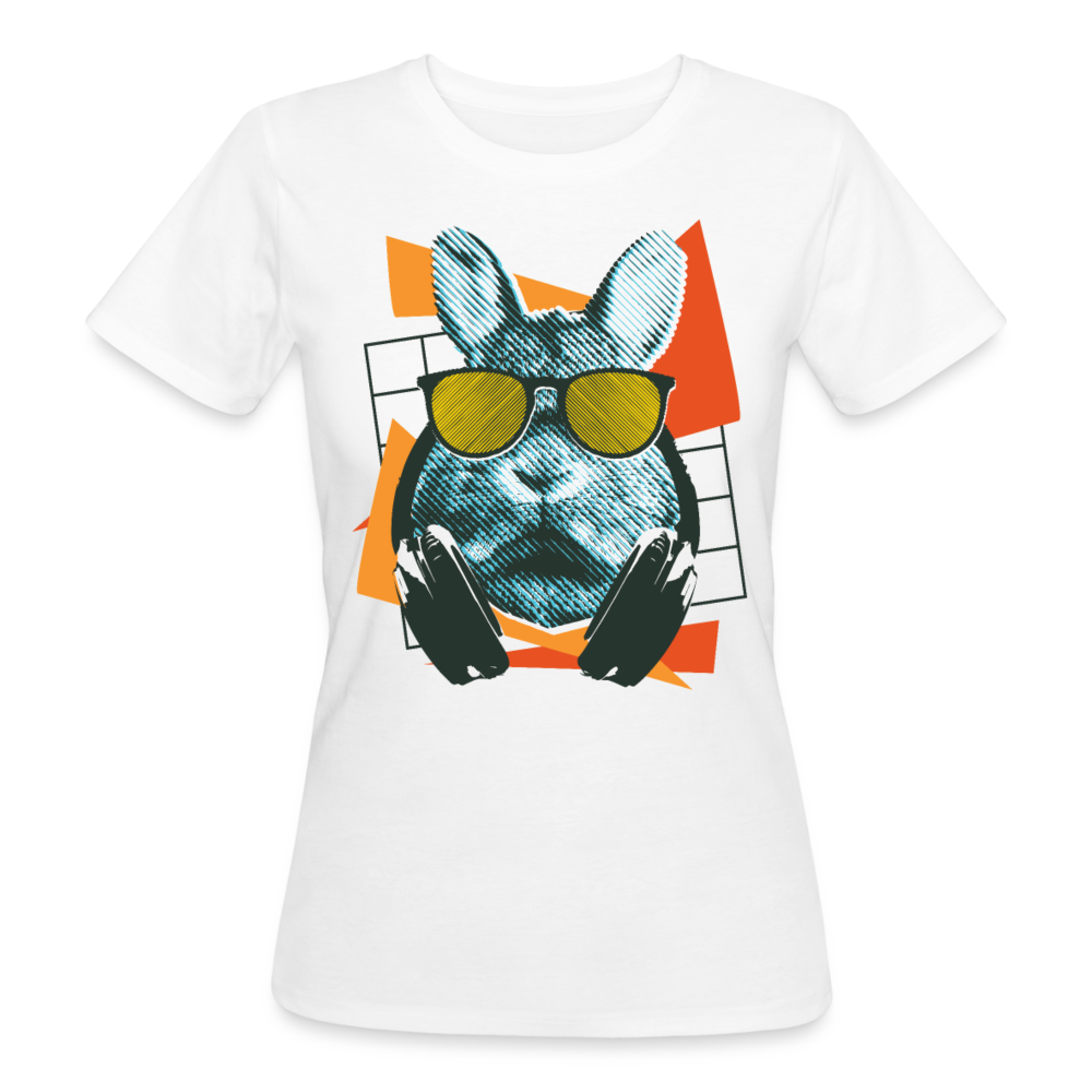 Frauen Bio T-Shirt "Cooler Hase mit Sonnenbrille" - weiß