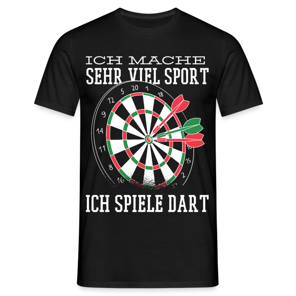 Männer T-Shirt "Ich mache sehr viel Sport - Ich spiele Dart" - Schwarz