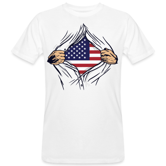Männer Bio T-Shirt "Amerikanisch Flagge unterm Hemd" - weiß