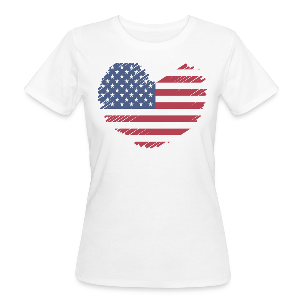 Frauen Bio T-Shirt "USA in Herzform" - weiß