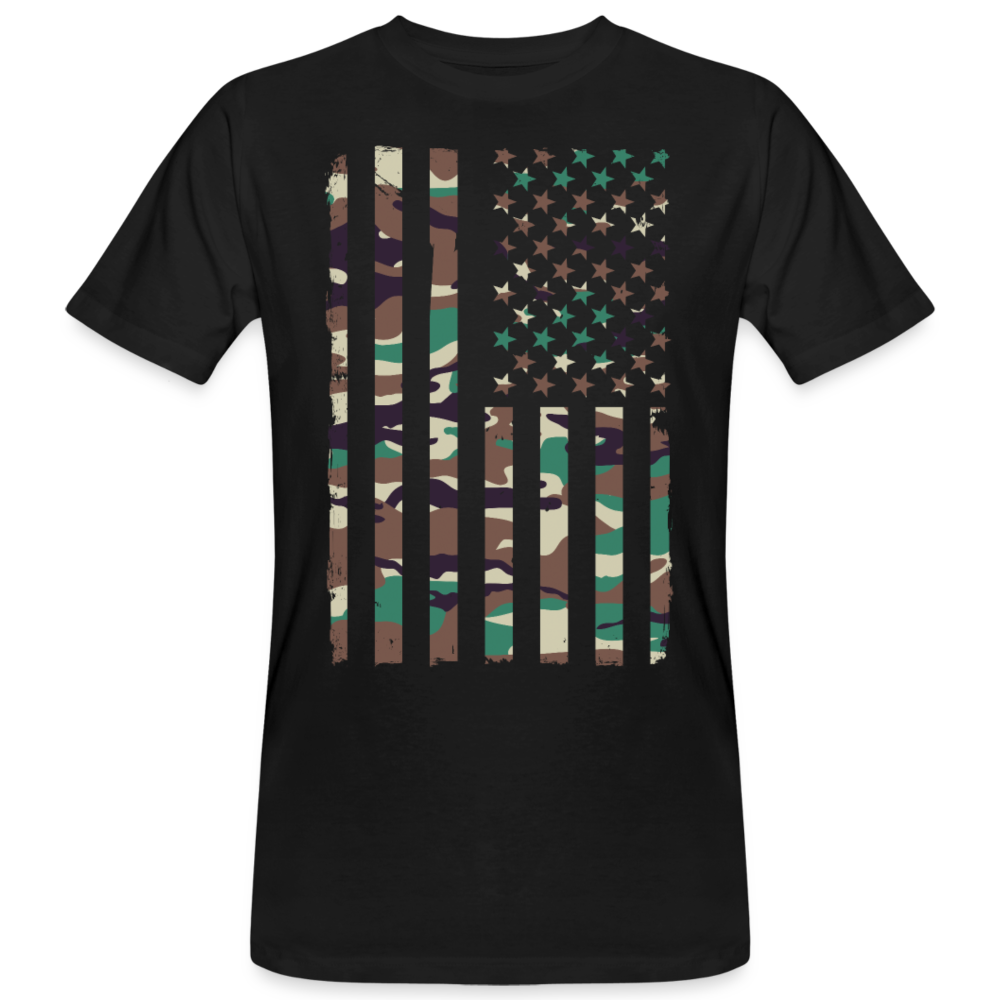 Männer Bio T-Shirt "Amerikanische Flagge in Camouflage" - Schwarz
