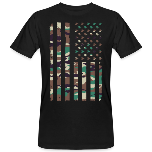 Männer Bio T-Shirt "Amerikanische Flagge in Camouflage" - Schwarz
