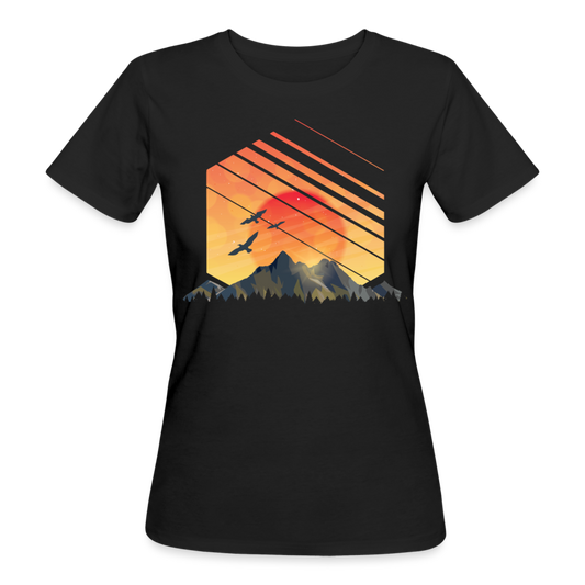 Frauen Bio T-Shirt "Landschaft mit Bergen" - Schwarz