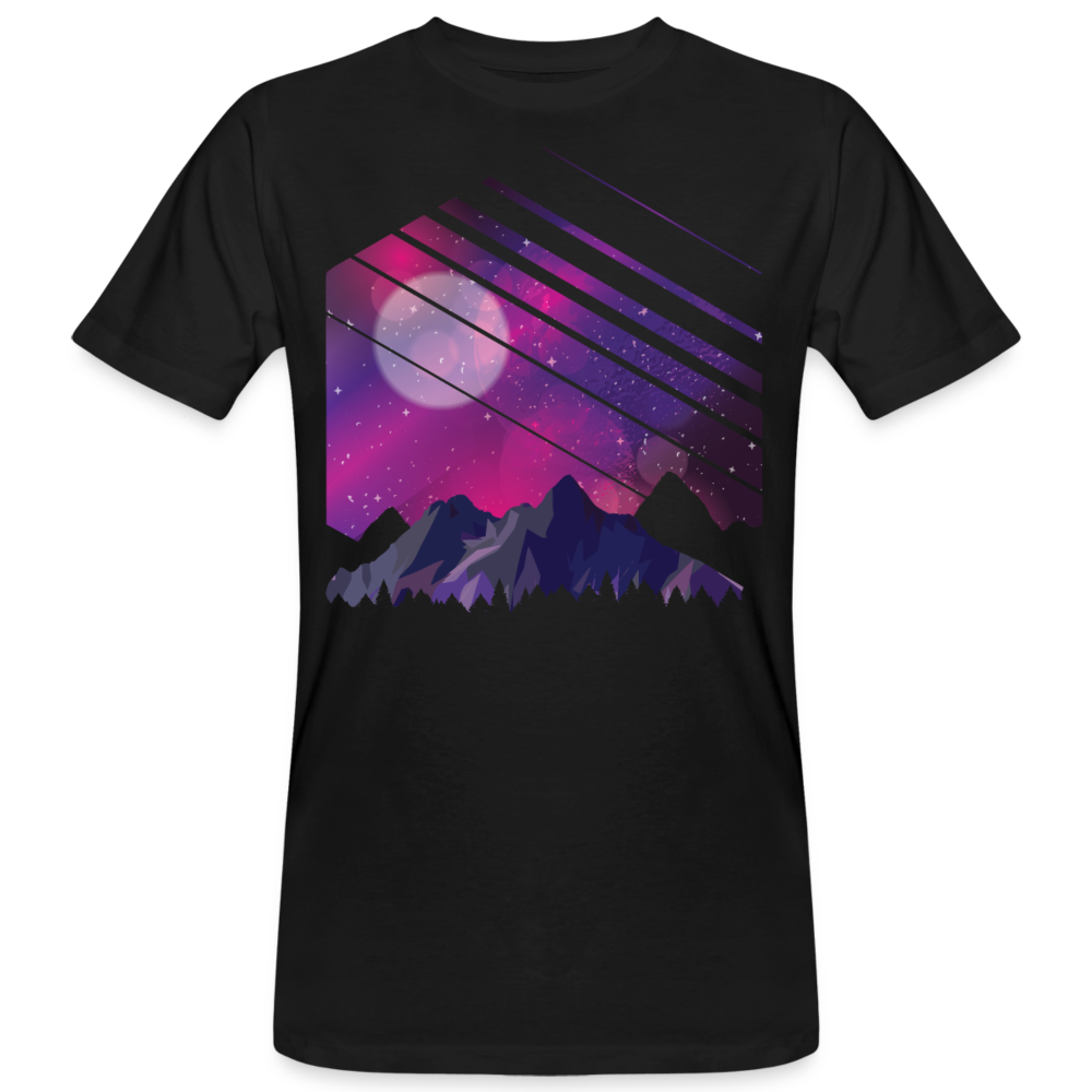 Männer Bio T-Shirt "Berge und Galaxie" - Schwarz