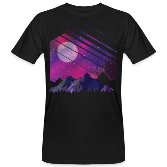 Männer Bio T-Shirt "Berge und Galaxie" - Schwarz