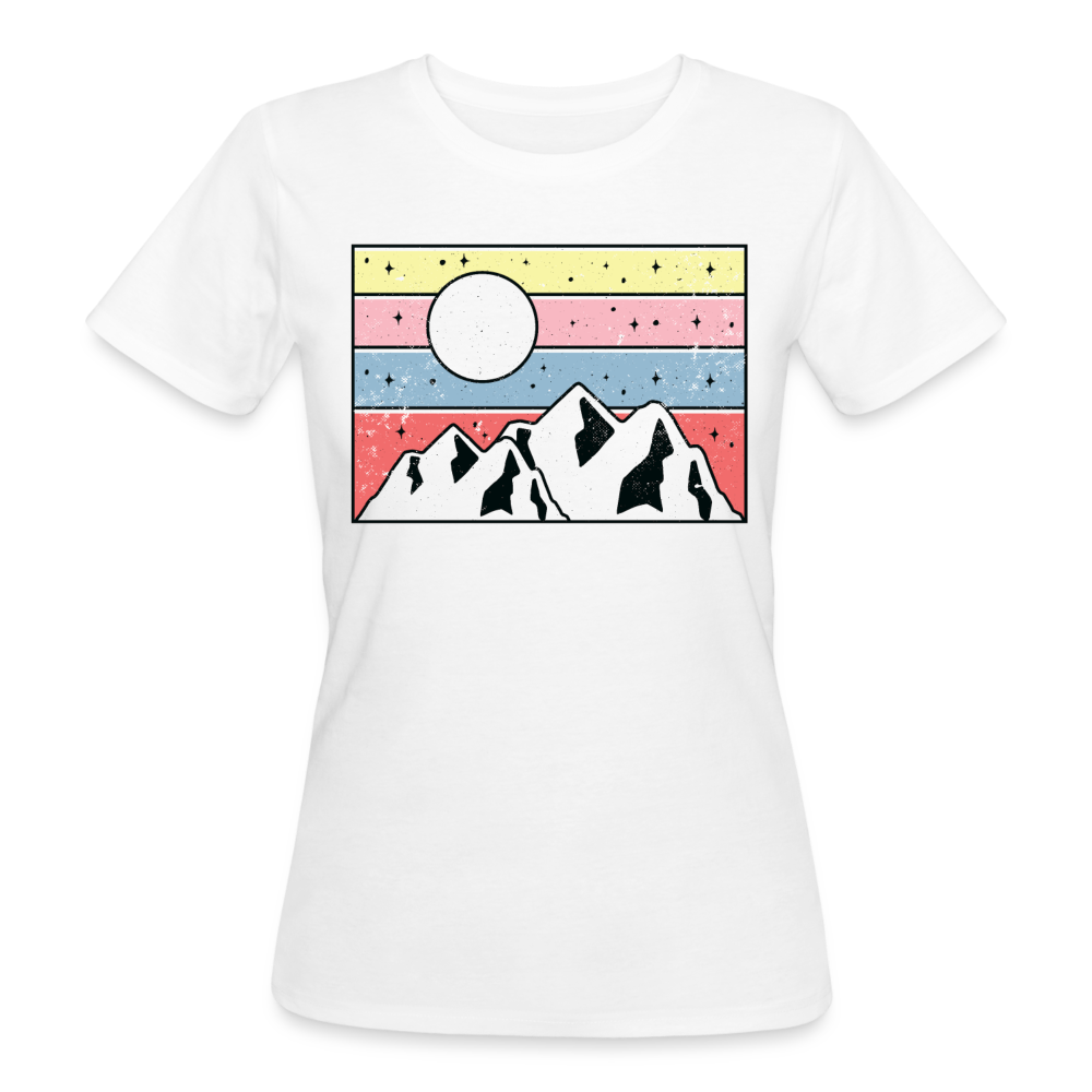 Frauen Bio T-Shirt "Berge im Sonnenuntergang" - weiß