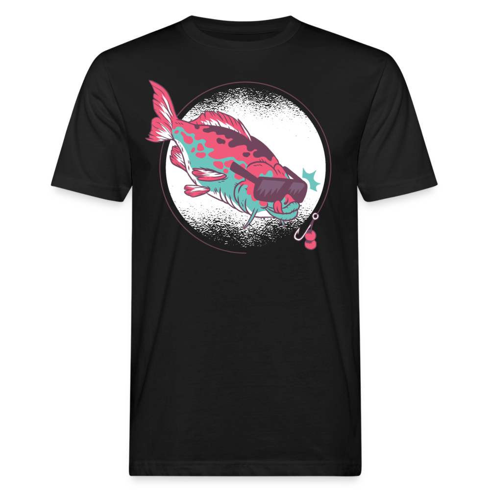 Männer Bio T-Shirt "Fisch mit Sonnenbrille" - Schwarz