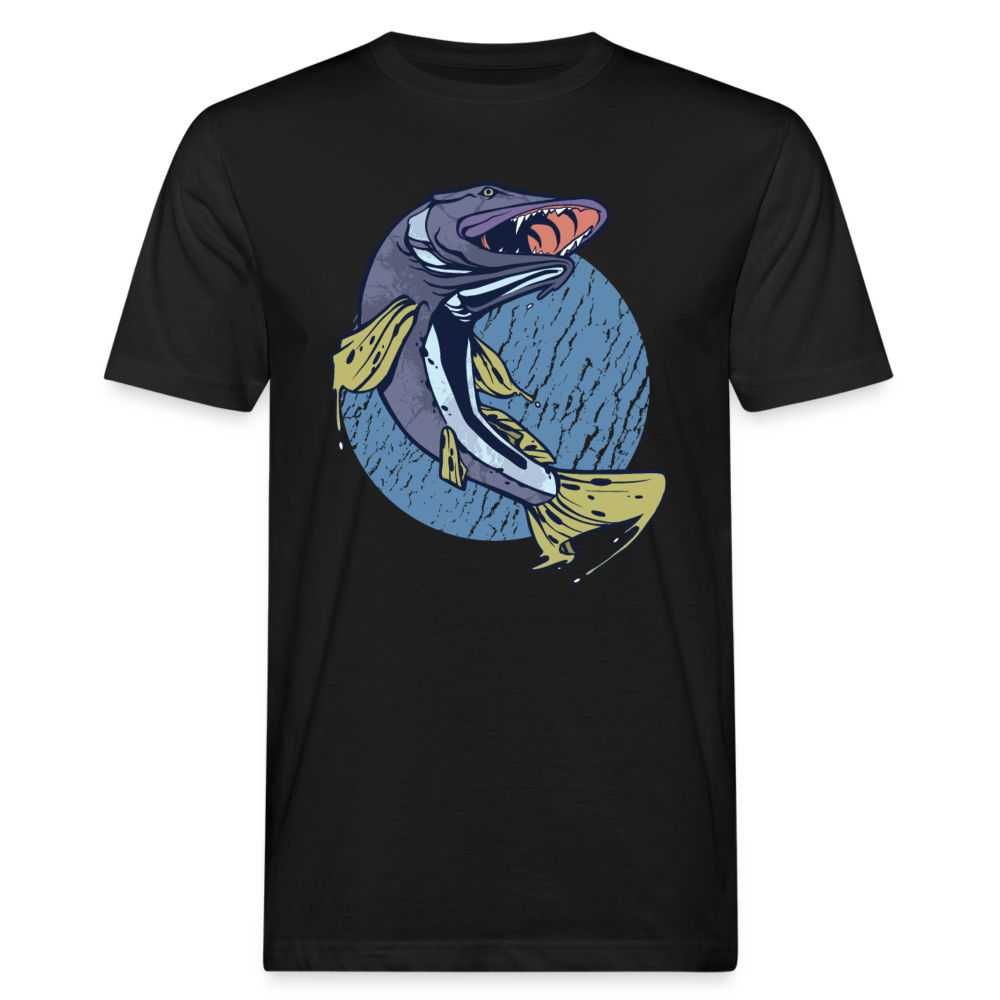 Männer Bio T-Shirt "Hechtfisch" - Schwarz