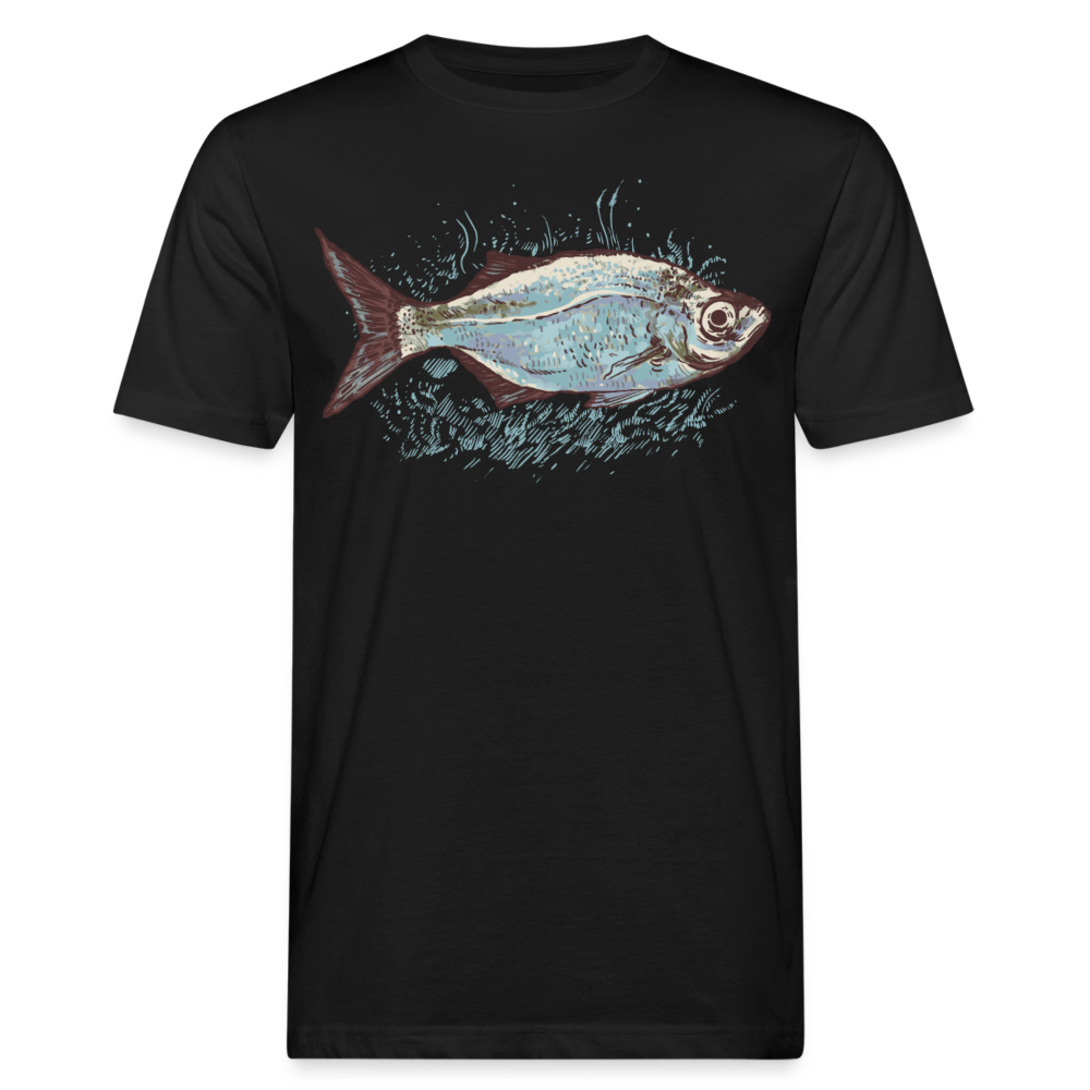 Männer Bio T-Shirt "Handgezeichneter Fisch" - Schwarz