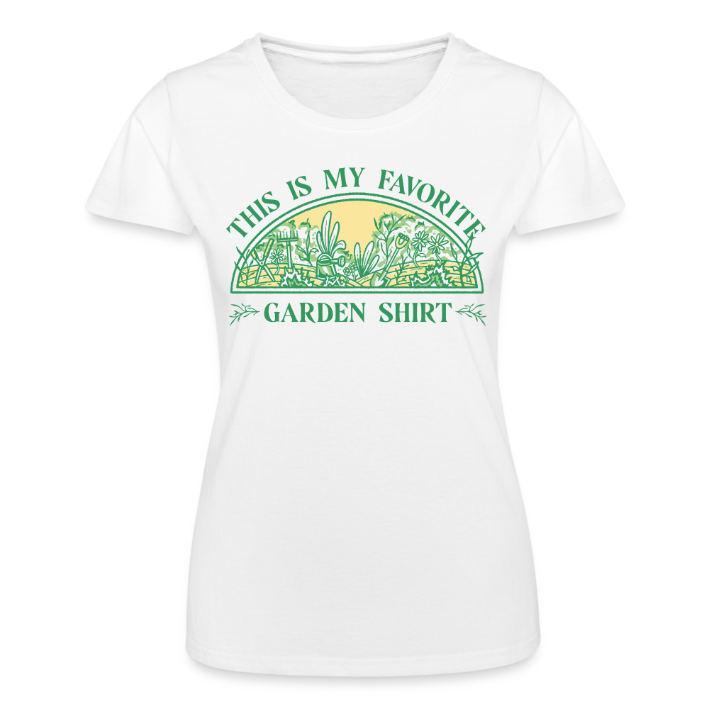 Frauen-T-Shirt "This is my favorite garden shirt" - weiß