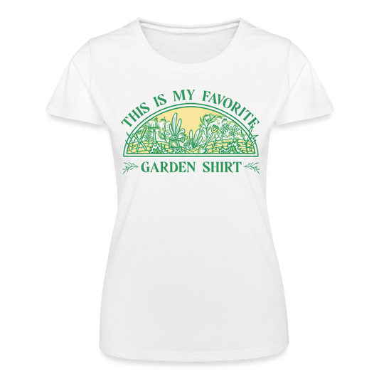 Frauen-T-Shirt "This is my favorite garden shirt" - weiß