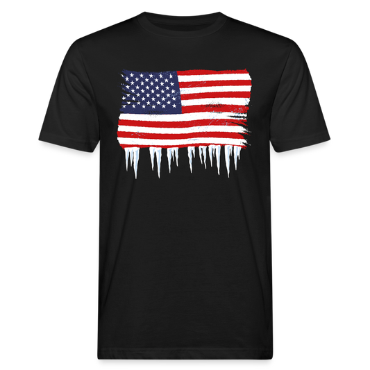 Männer Bio-T-Shirt "USA Flagge mit Eiszapfen" - Schwarz