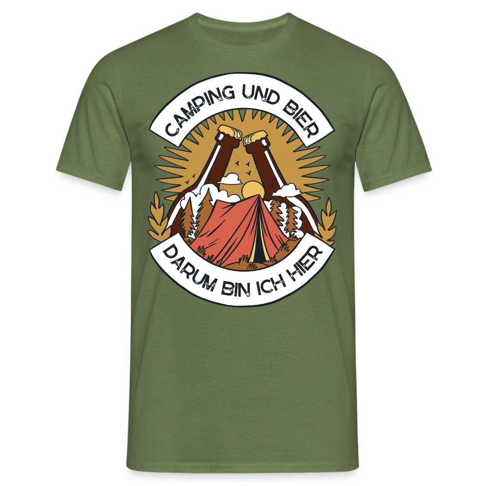 Männer T-Shirt "Camping und Bier" - Militärgrün