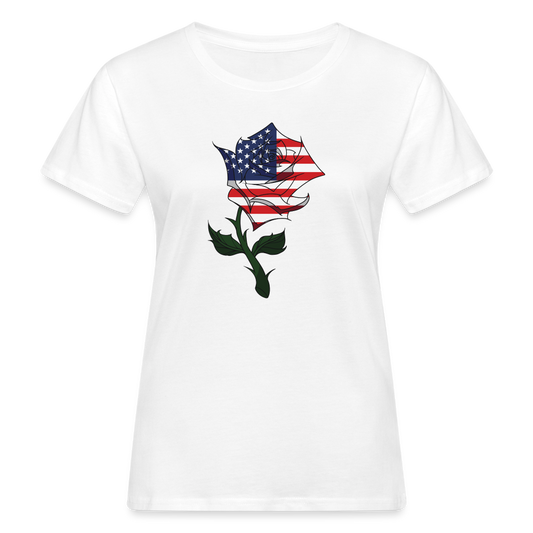 Frauen Bio-T-Shirt "USA Rose" - weiß