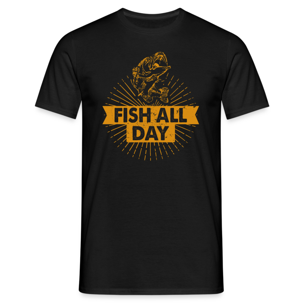 Männer T-Shirt "Fish all day" - Schwarz