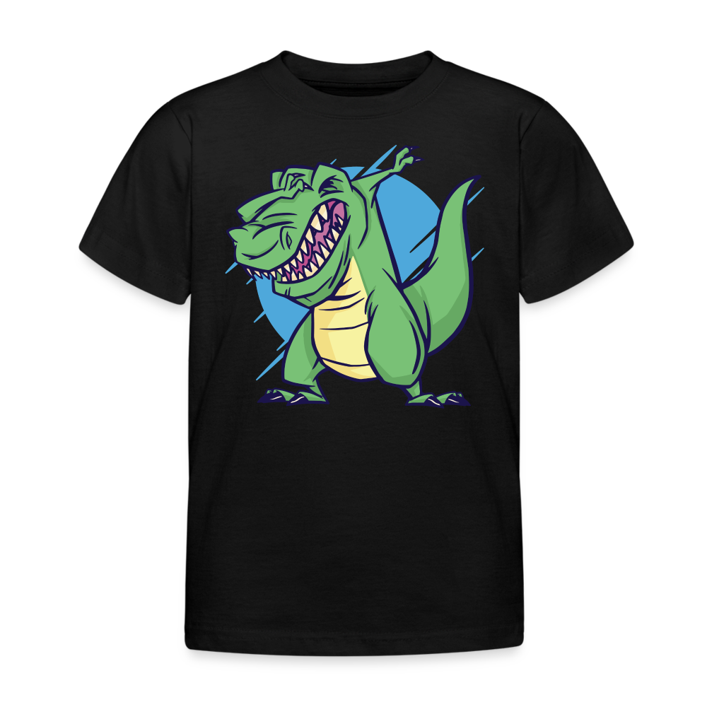 Kinder T-Shirt "Dinosaurier mit cooler Geste" - Schwarz