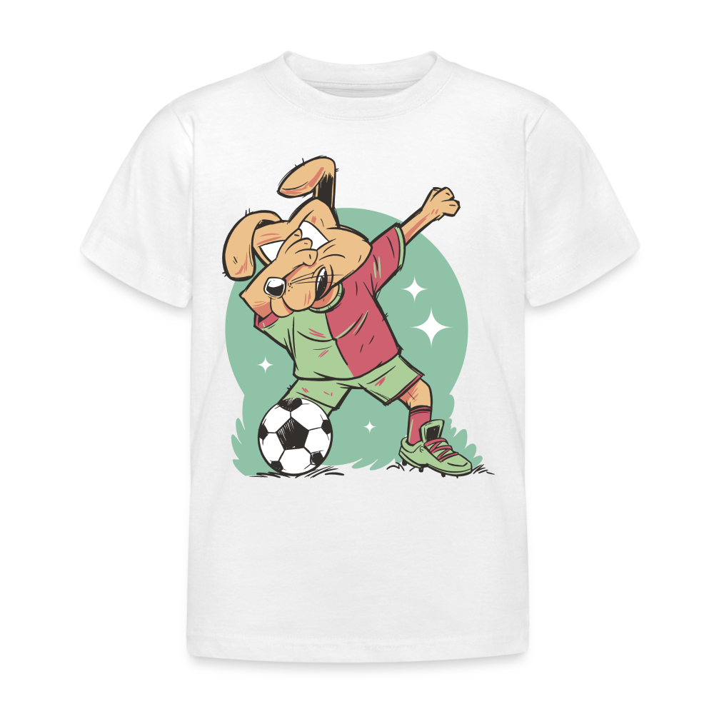 Kinder T-Shirt "Hund als Fußballer" - weiß