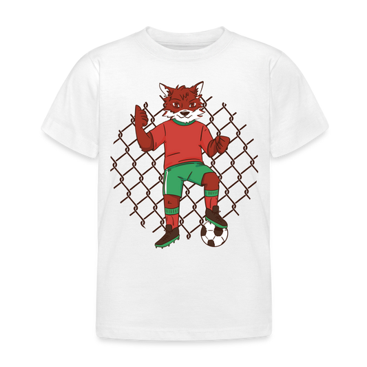 Kinder T-Shirt "Fuchs als Fußballer" - weiß