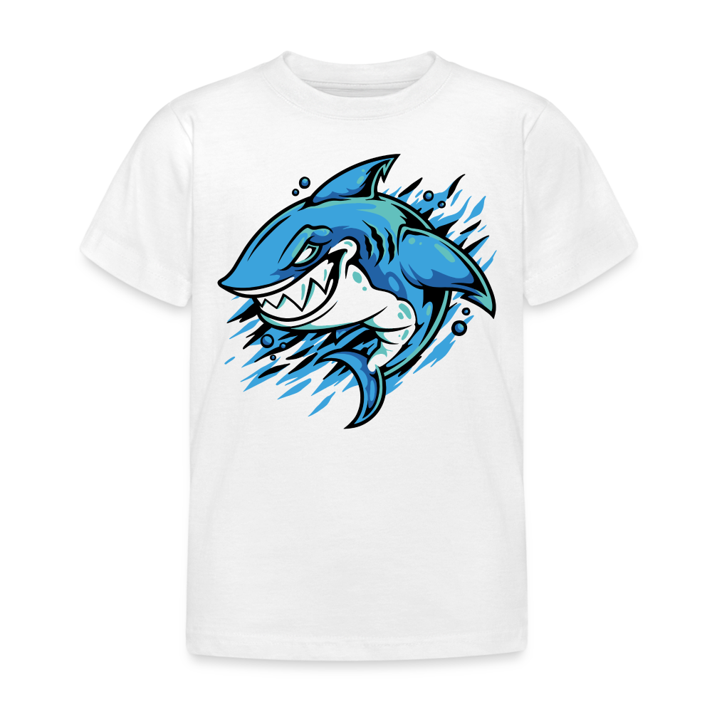 Kinder T-Shirt "Hervorkommender Hai" - weiß