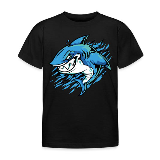 Kinder T-Shirt "Hervorkommender Hai" - Schwarz