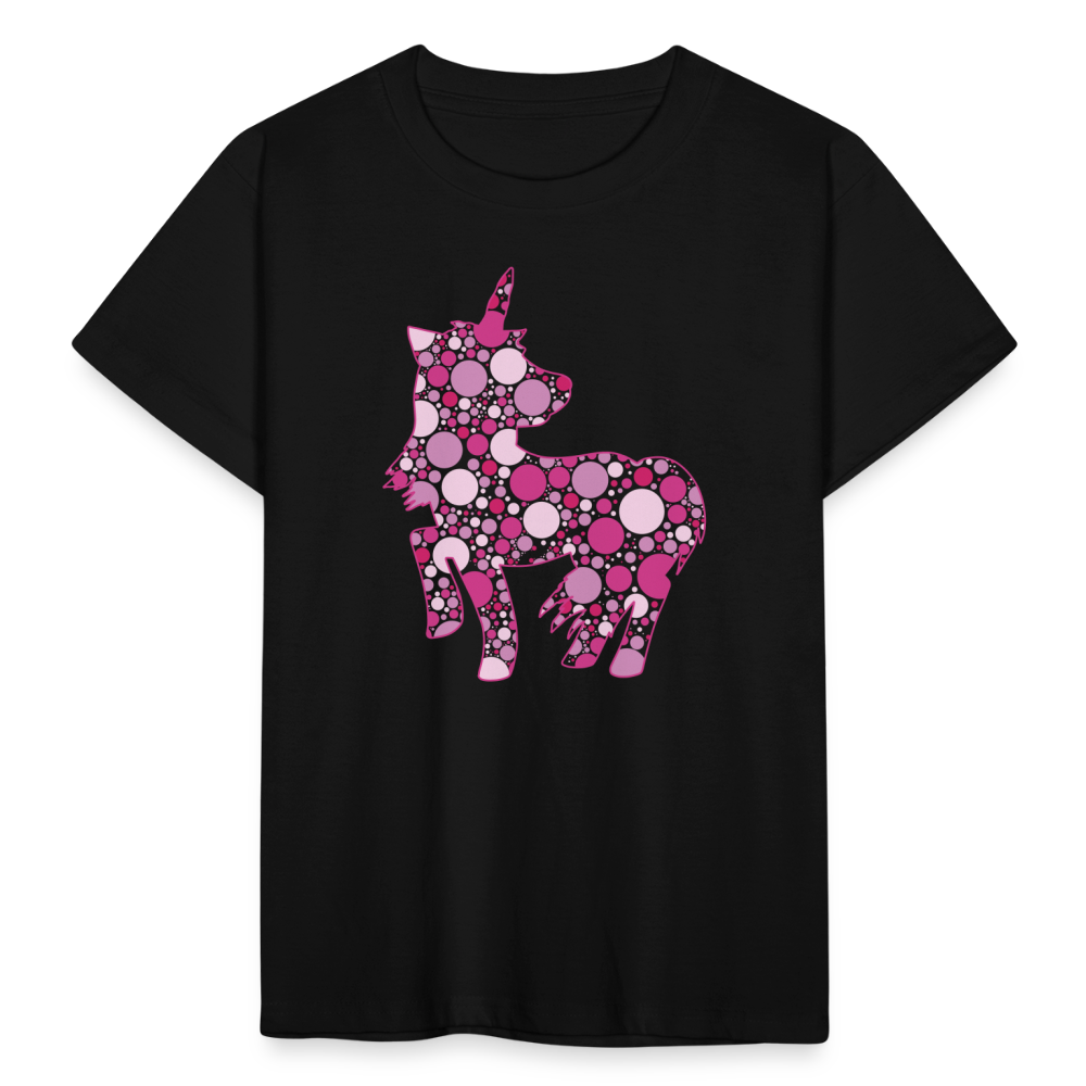 Kinder T-Shirt "Gepunktetes Einhorn" - Schwarz