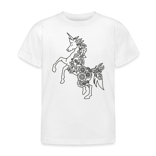 Kinder T-Shirt "Einhorn aus Blumen" - weiß