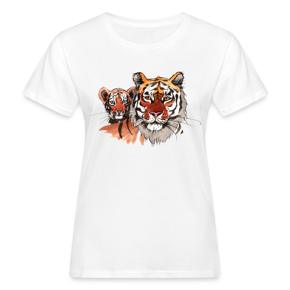 Frauen Bio T-Shirt "Zwei Tiger" - weiß