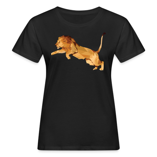 Frauen Bio T-Shirt "Löwe im Polygon-Stil" - Schwarz