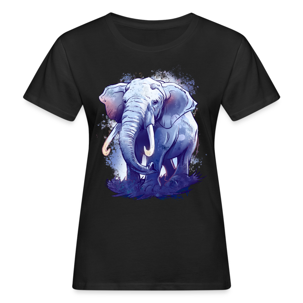 Frauen Bio-T-Shirt "Schöner Elefant" - Schwarz