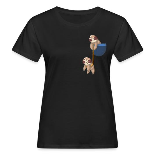 Frauen Bio T-Shirt "2 Faultiere" - Schwarz