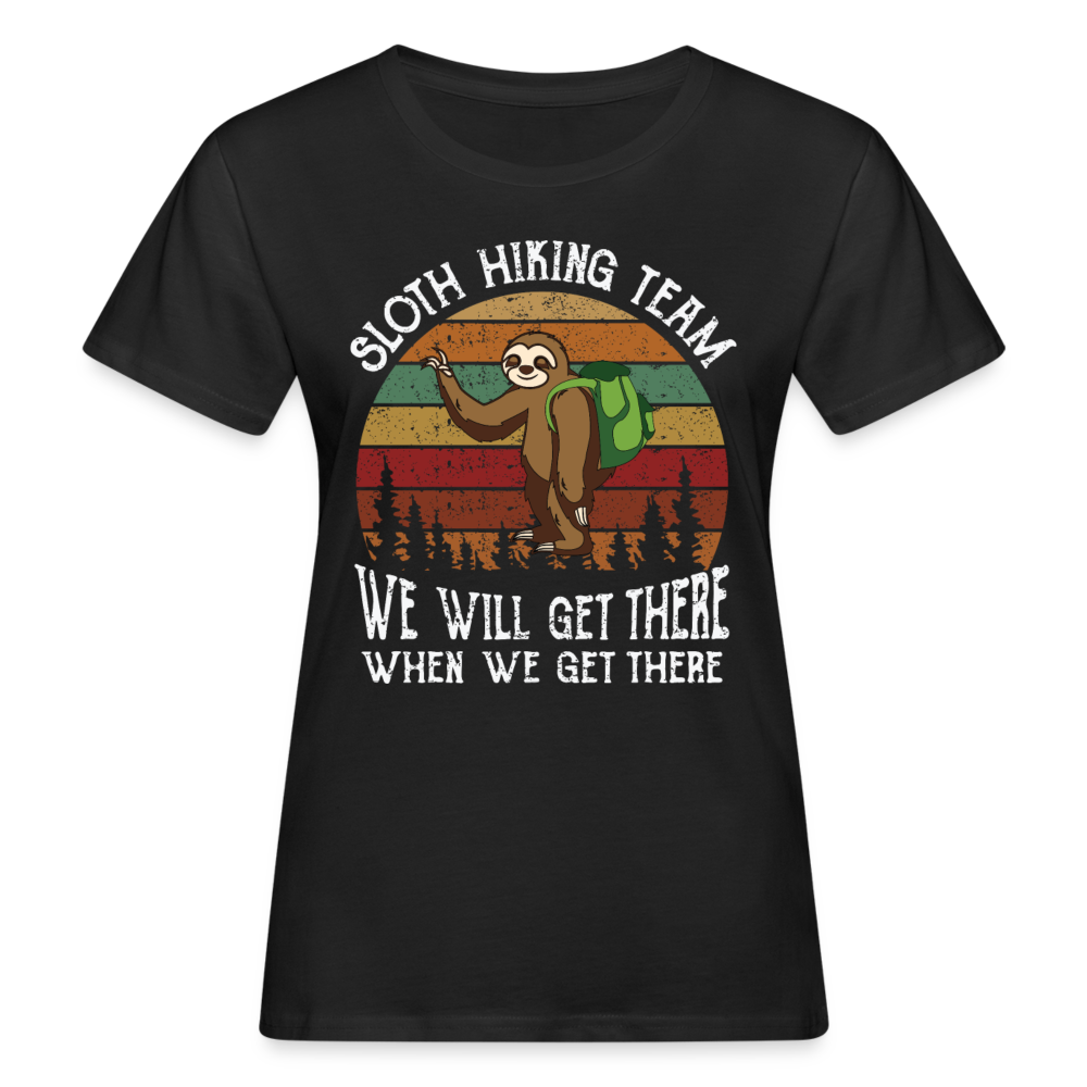 Frauen Bio T-Shirt "Sloth hiking team" - Schwarz
