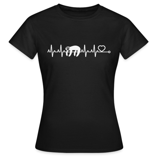Frauen T-Shirt "Faultier Herzschlag" - Schwarz