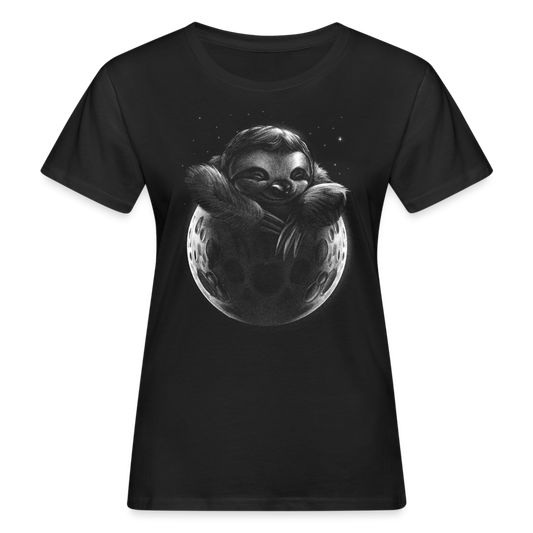 Frauen Bio-T-Shirt "Faultier auf dem Mond" - Schwarz