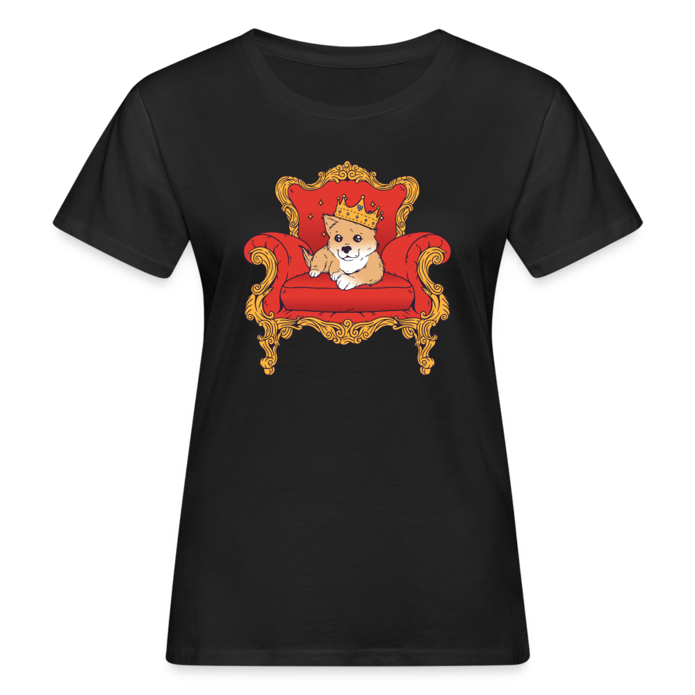 Frauen Bio T-Shirt "Hund als König" - Schwarz