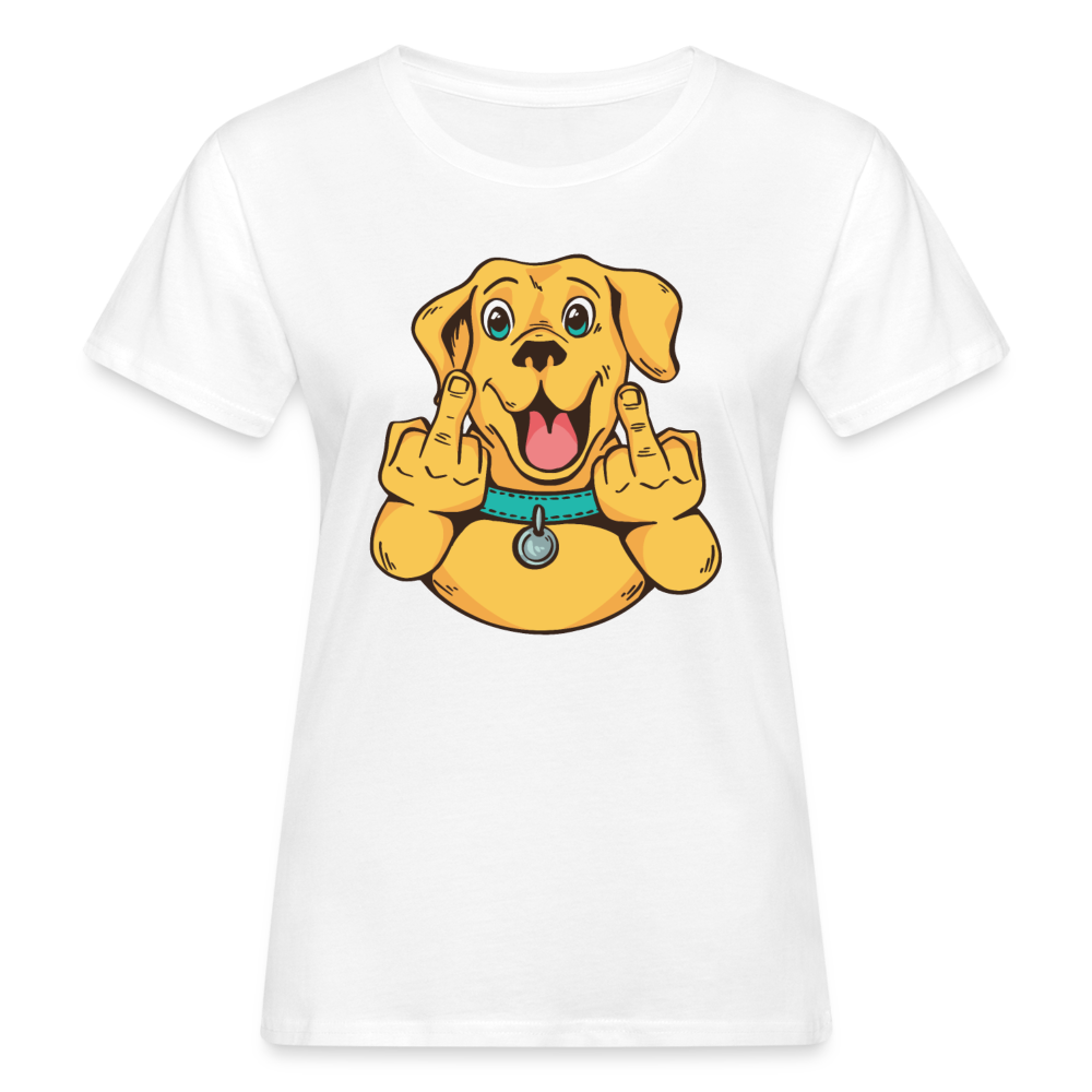 Frauen Bio T-Shirt "Lustiger Hund" - weiß