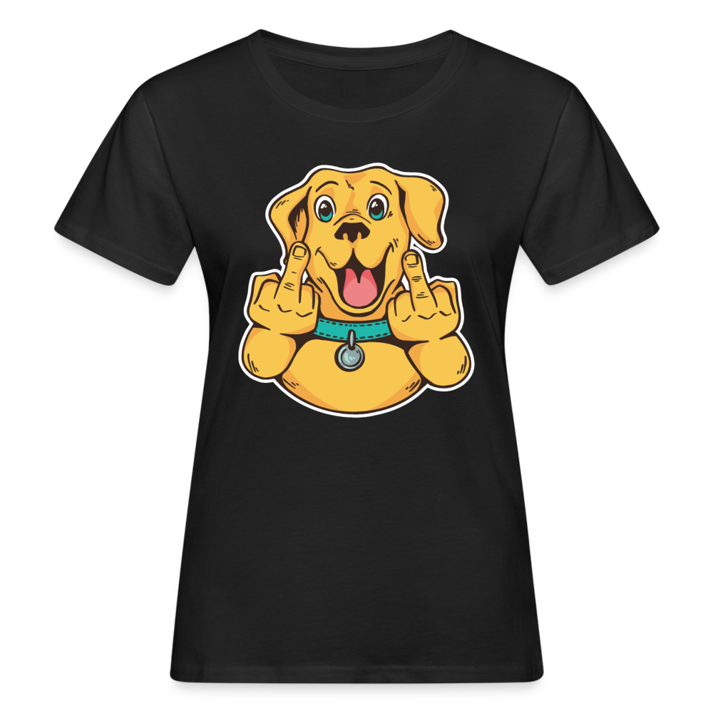 Frauen Bio T-Shirt "Lustiger Hund" - Schwarz